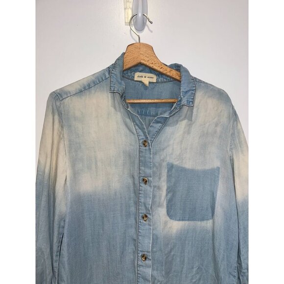 Anthropologie Cloth & Stone Womens Medium Blue Ombre Button-Up Shirt Size Large - Picture 2 of 8
